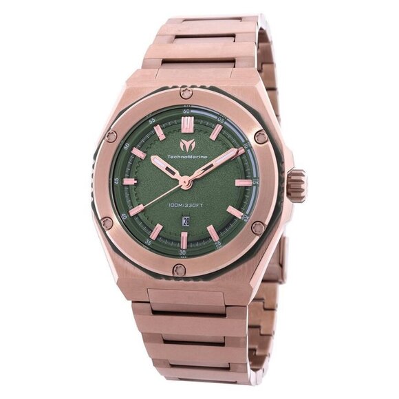 NWT Authentic Technomarine Coral Quartz Olive Green Dial Women's Watch - Picture 1 of 3